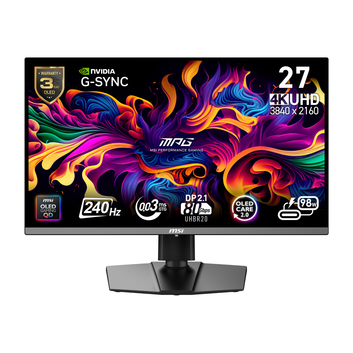 Monitor gaming 4K MSI MPG 272URX QD-OLED de 27 pulgadas UHD
