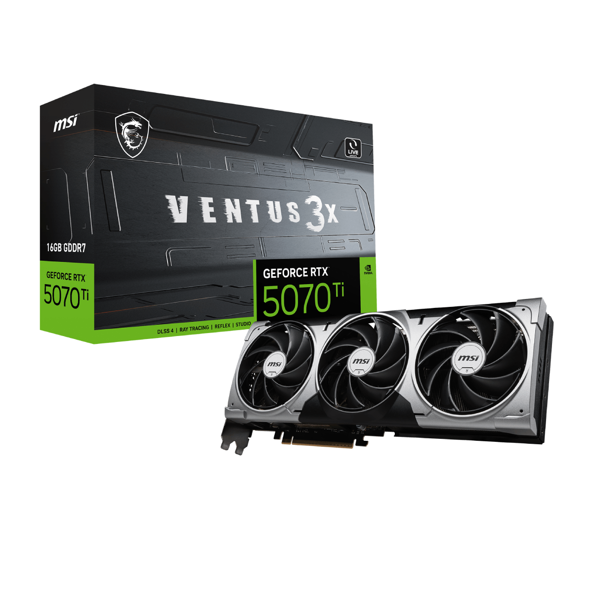 Tarjeta grafica de MSI NVIDIA GeForce RTX 5070 Ti VENTUS 3X Zoom