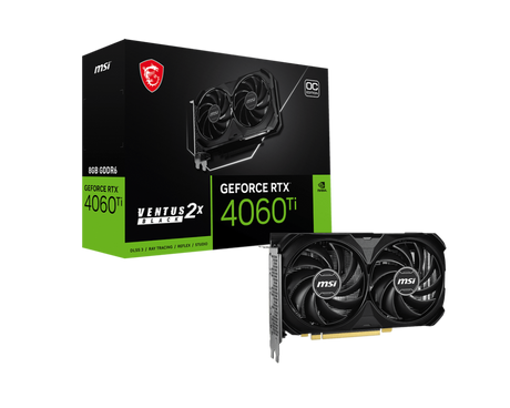 MSI GeForce RTX 4060 Ti 8G VENTUS 2X BLACK E1 OC | Tarjeta Gráfica