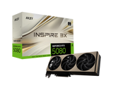 Tarjeta gráfica MSI GeForce RTX 5080 16G INSPIRE 3X, VGA, con disipador y puertos de conexión visibles.