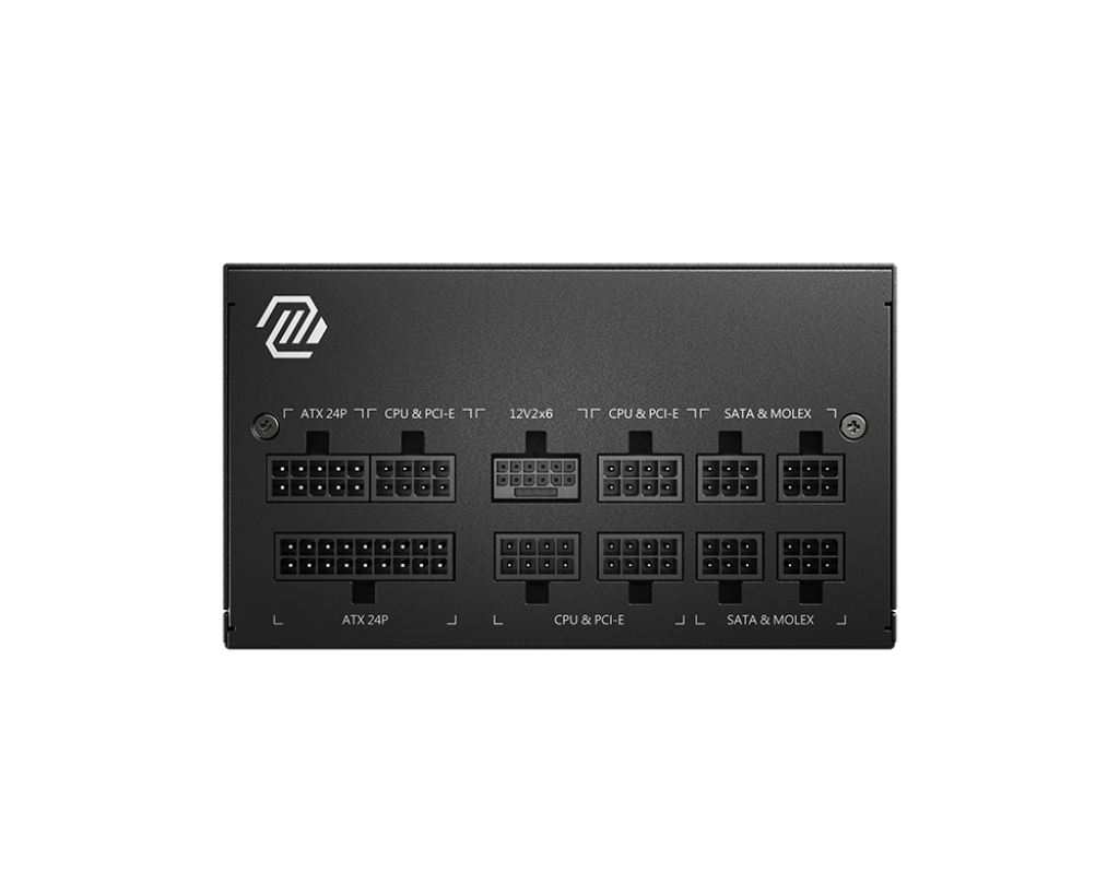 Fuente de alimentación MSI MAG A750GL PCIE5 II 80 Plus Gold, PSU con cables y conectores visibles.