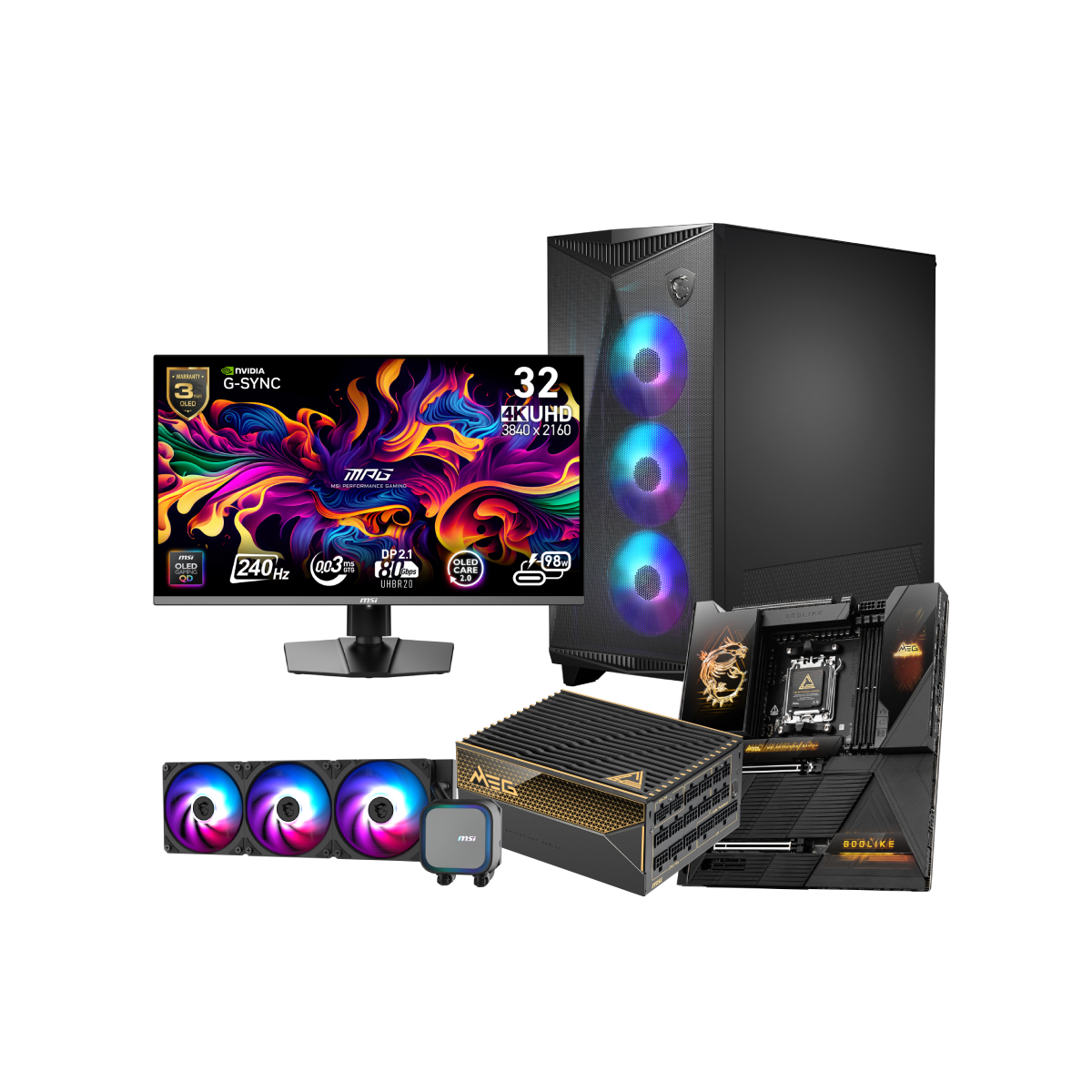 Pack de Placa Base + Fuente de Alimentación + Caja + Refrigeración Líquida + Monitor