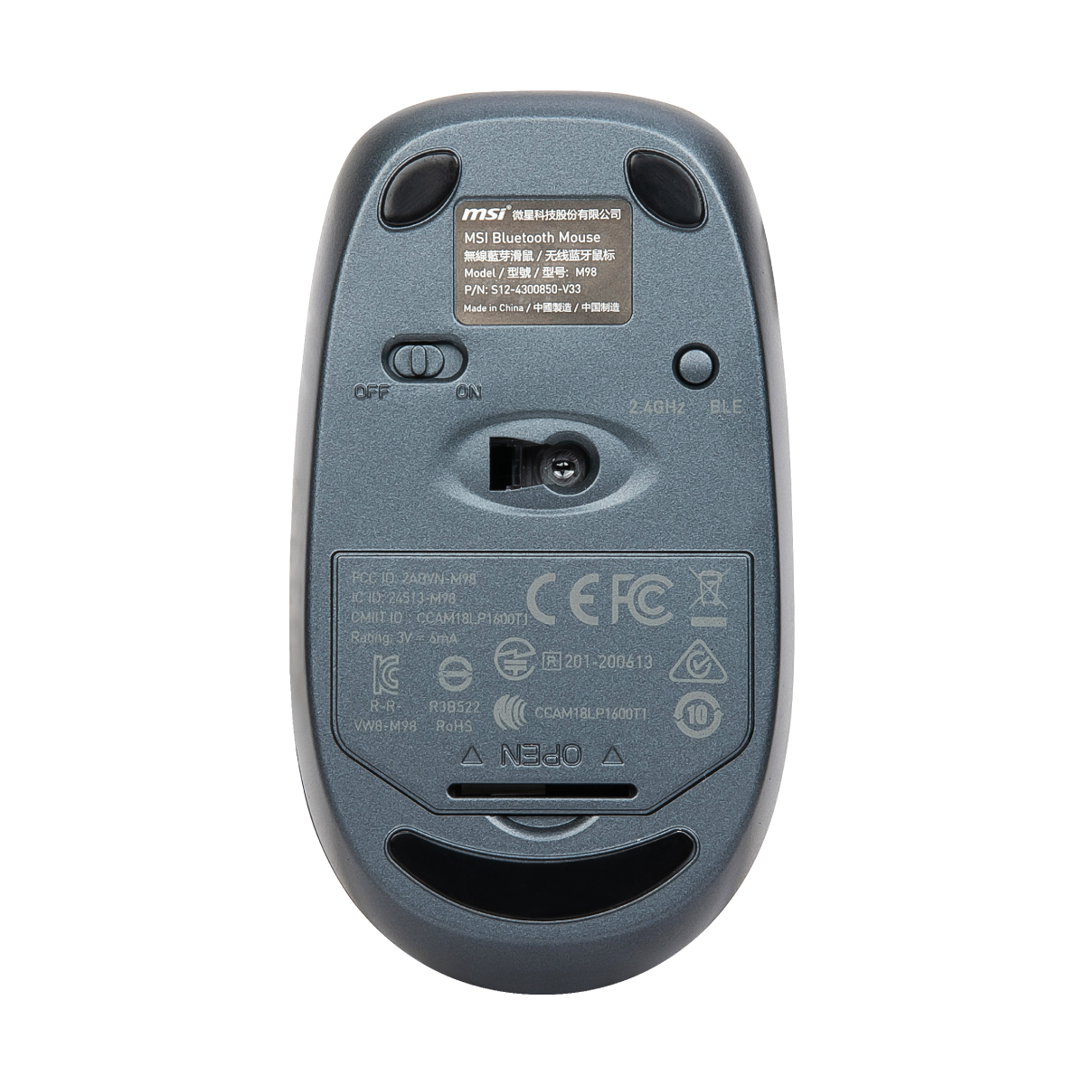 Ratón Bluetooth MSI M98 en color negro con diseño ergonómico y botones laterales para uso cómodo y preciso. Zoom