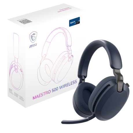Auriculares inalámbricos MSI Maestro 500 Gaming en color azul marino con diadema y auriculares acolchados para gaming.
