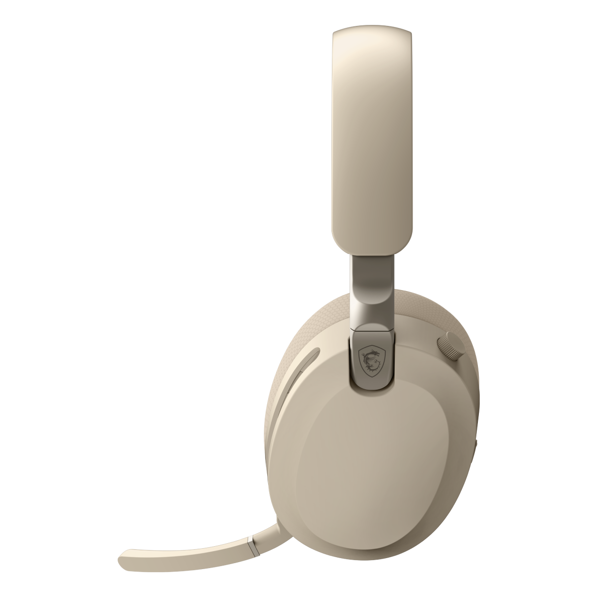 Auriculares inalámbricos MSI Maestro 500 Wireless Ivory para gaming, vista lateral en color marfil