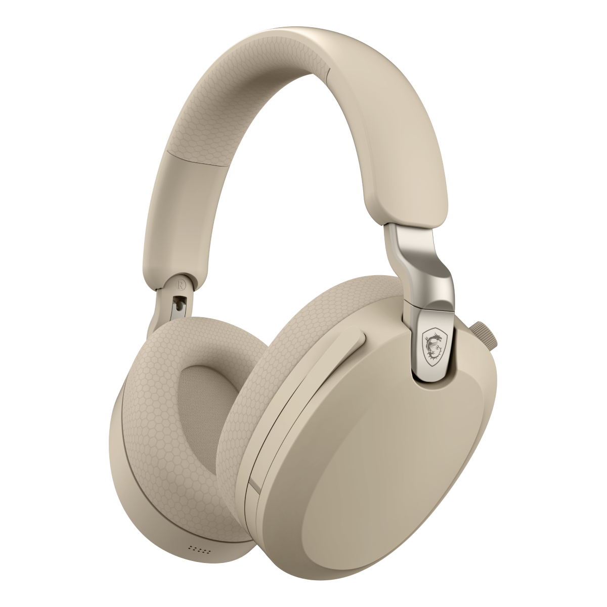 Auriculares inalámbricos MSI Maestro 500 Wireless Ivory para gaming, vista lateral en color marfil