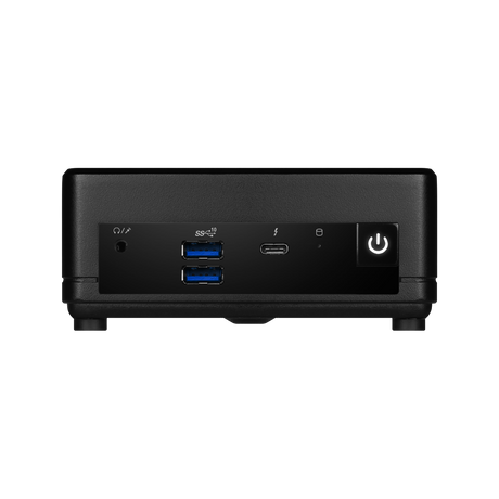 Barebone MSI Cubi 5 1M-438BEU, caja sin componentes, para montaje de PC de escritorio MSI PRO DT-BB, vista frontal y lateral