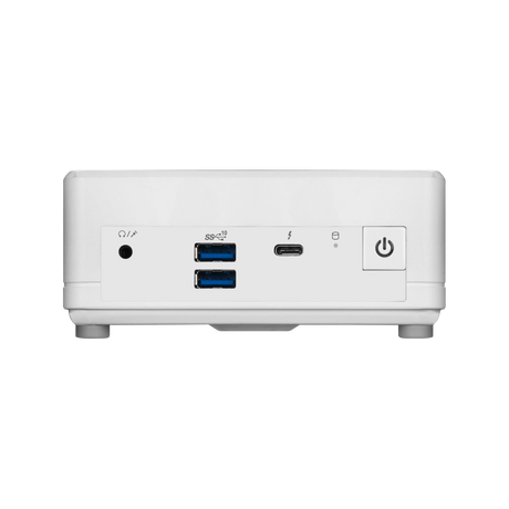 Barebone MSI Cubi 5 1M-439BEU PRO DT-BB en color negro, vista frontal del equipo compacto y elegante.
