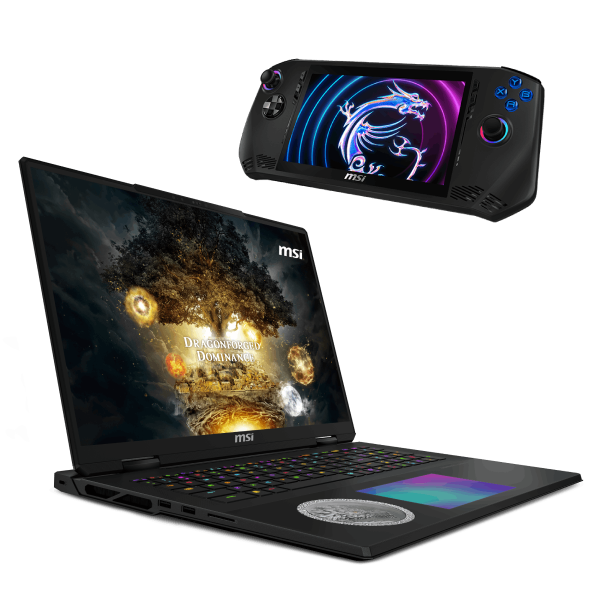 Bundle portatil gaming de MSI Titan 18 HX Dragon Edition Norse Myth A2XWIG-227ES y Videoconsola Claw A1M-084ES