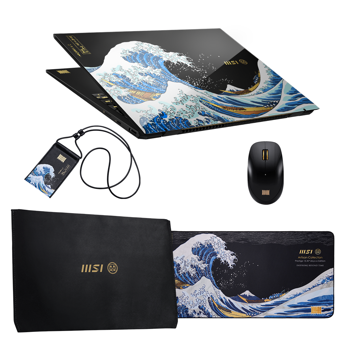 Bundle del portatil para profesionales de MSI Prestige 13 AI AI Ukiyoe Edition