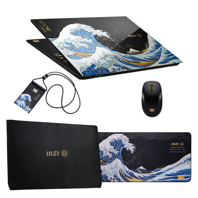 Bundle del portatil para profesionales de MSI Prestige 13 AI AI Ukiyoe Edition