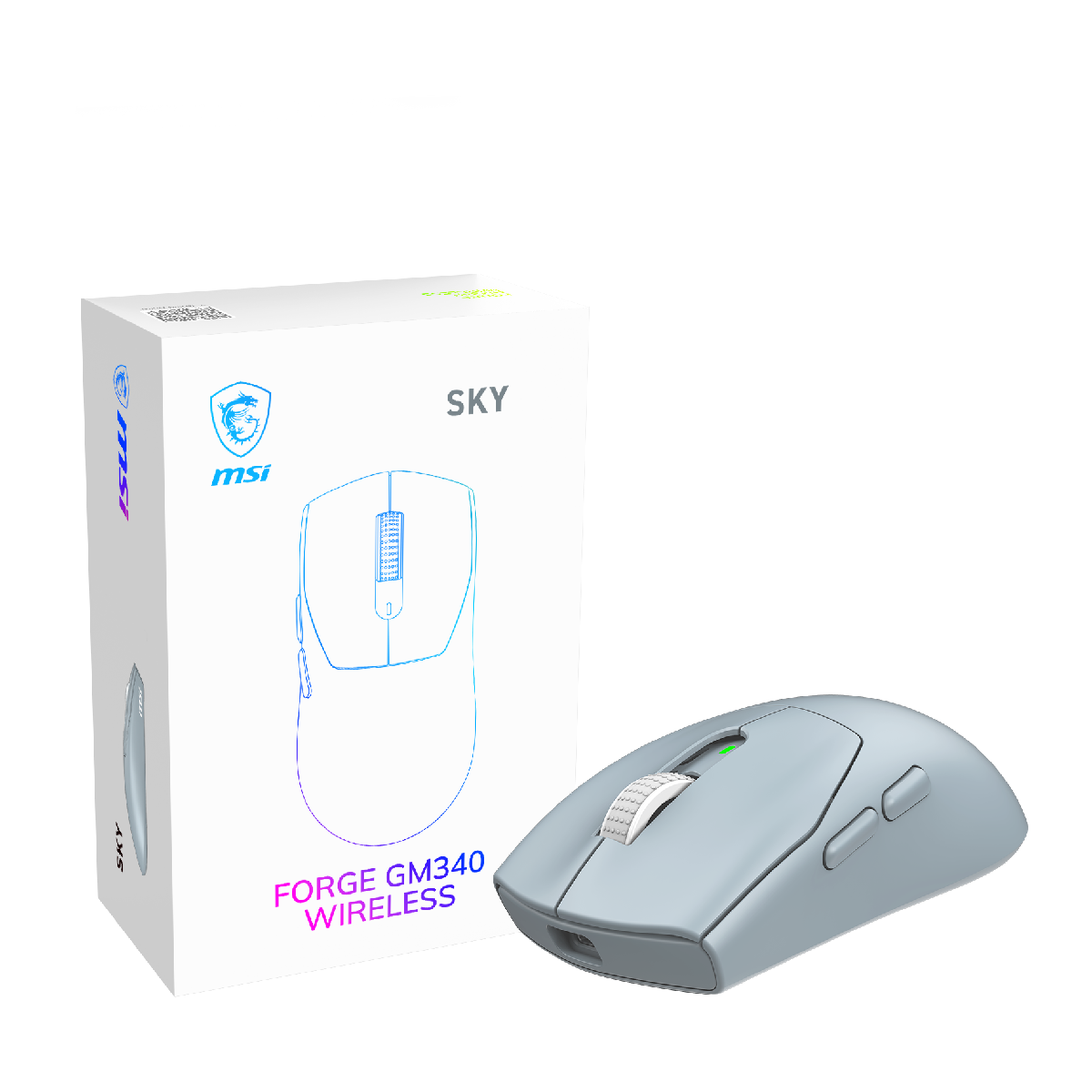 Caja del raton gaming inalambrico de MSI Forge GM340 Wireless SKY