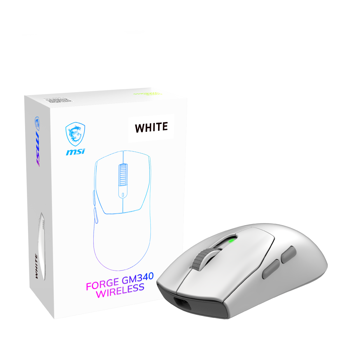 Caja del raton gaming inalambrico de MSI Forge GM 340 Wireless White