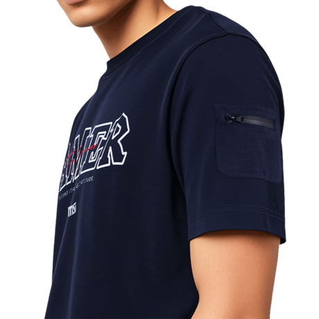Camiseta MSI Cooling Gamer Series azul navy, prenda de ropa con diseño gráfico, en color azul oscuro, para gamers y fans de MSI.