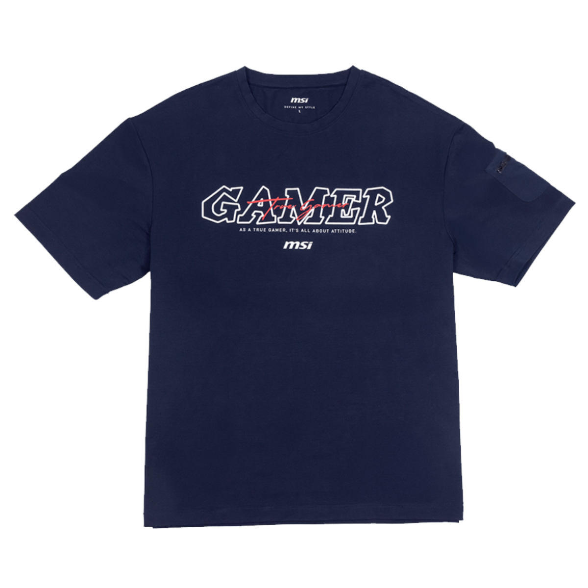 Camiseta MSI Cooling Gamer Series azul navy, prenda de ropa para gamers con logo y diseño moderno en color azul oscuro.
