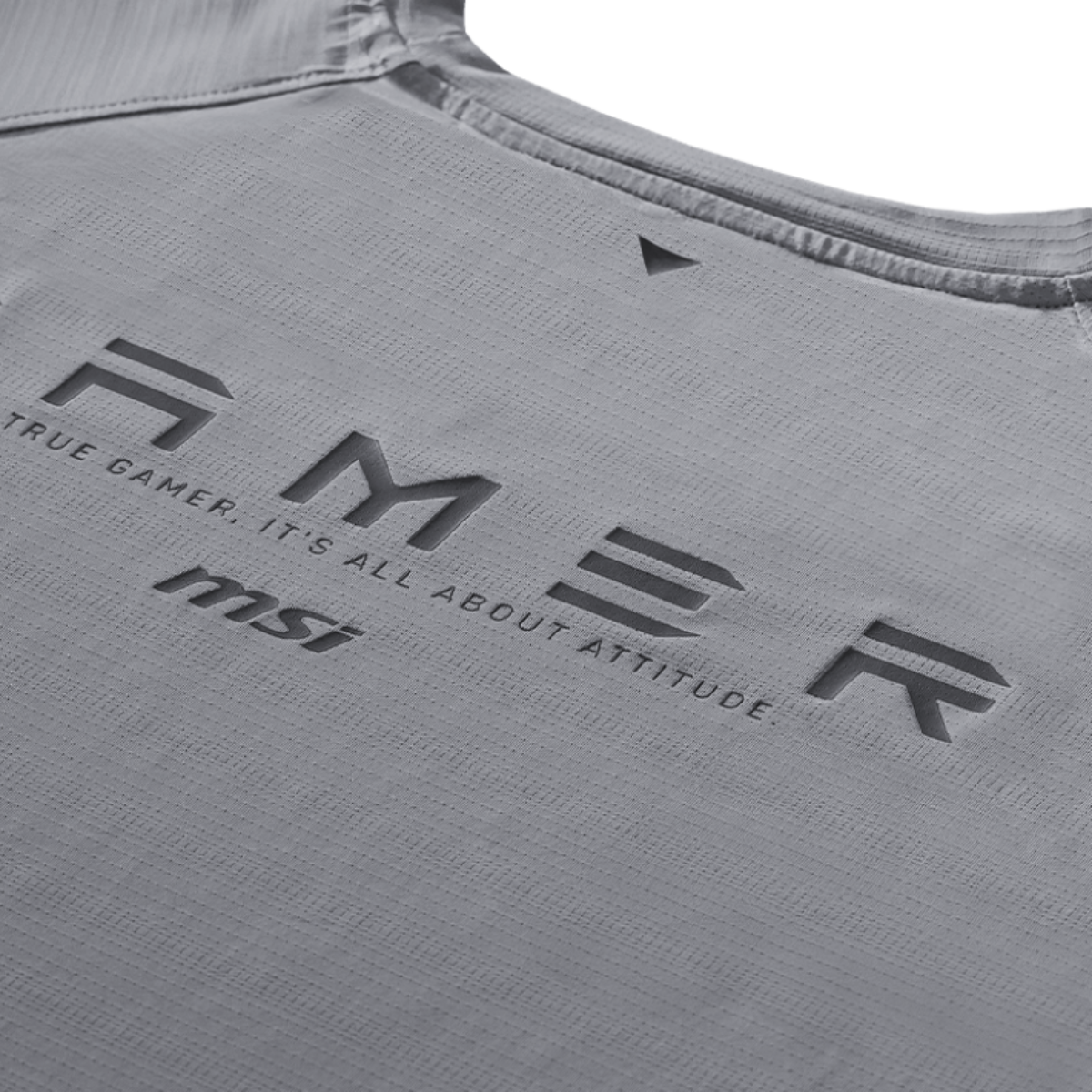 Camiseta gris MSI Raglán Gamer Series de manga larga, ropa de estilo casual para gamers, con logotipo de MSI en el frente.