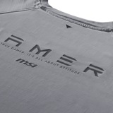 Camiseta gris MSI Raglán Gamer Series de manga larga, ropa de estilo casual para gamers, con logotipo de MSI en el frente.