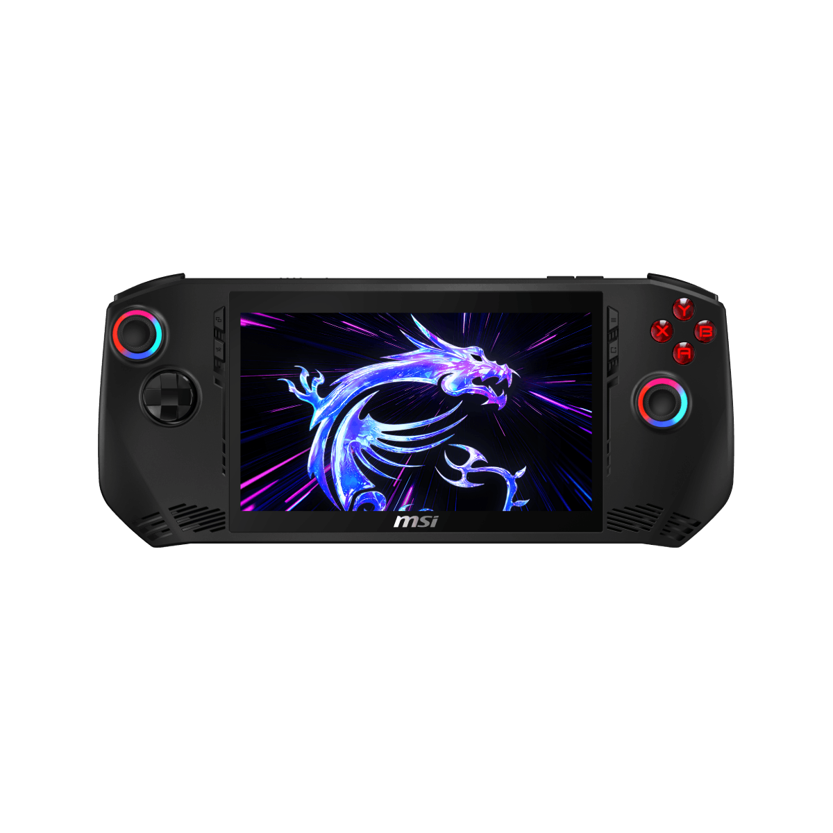 Consola portátil MSI Claw 7 AI+ A2VM-020ES de mano con pantalla y controles integrados, diseñada para juegos portátiles.