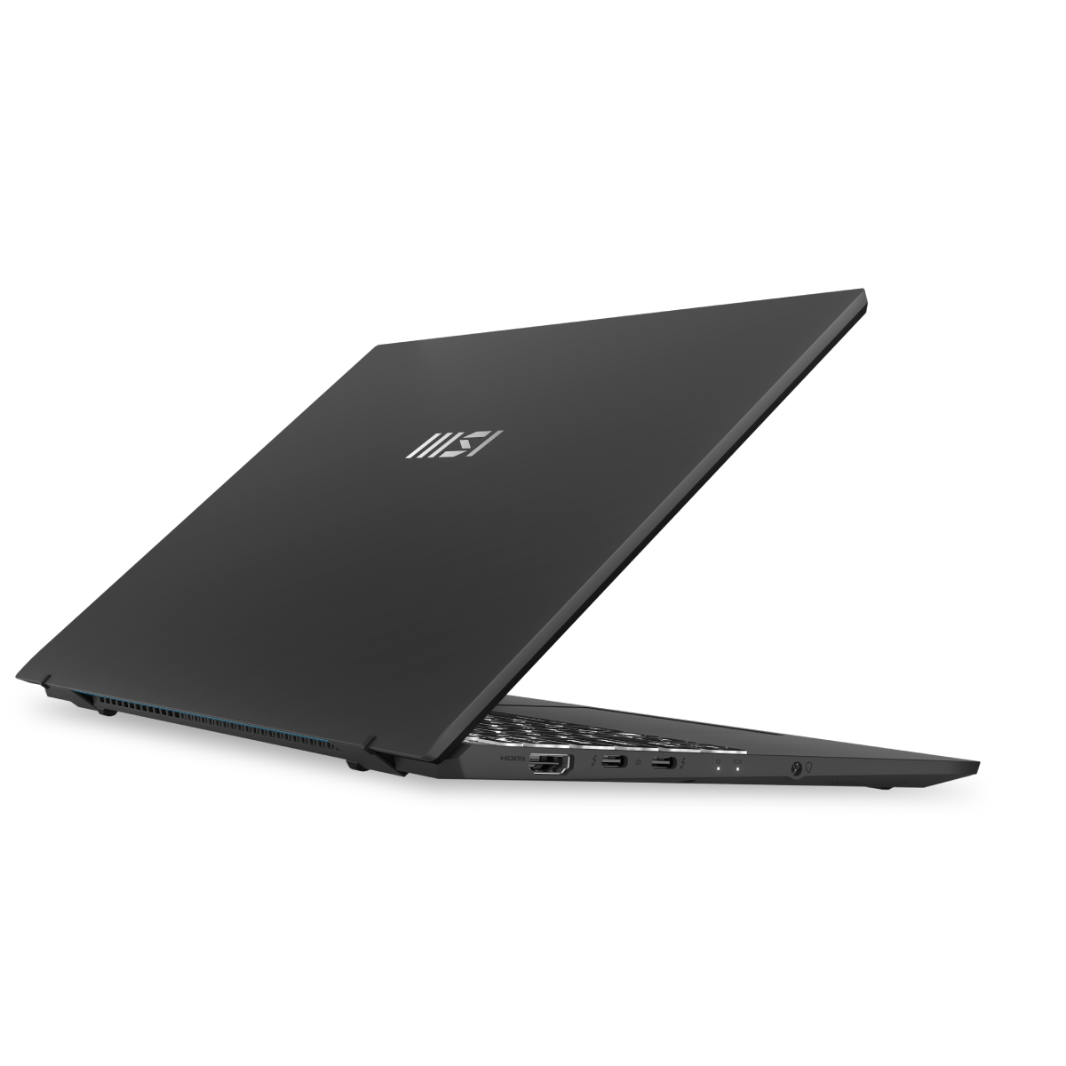 Portátil MSI Prestige 13 AI+ Evo A2VMG-225ES abierto mostrando teclado y pantalla en un fondo neutro.