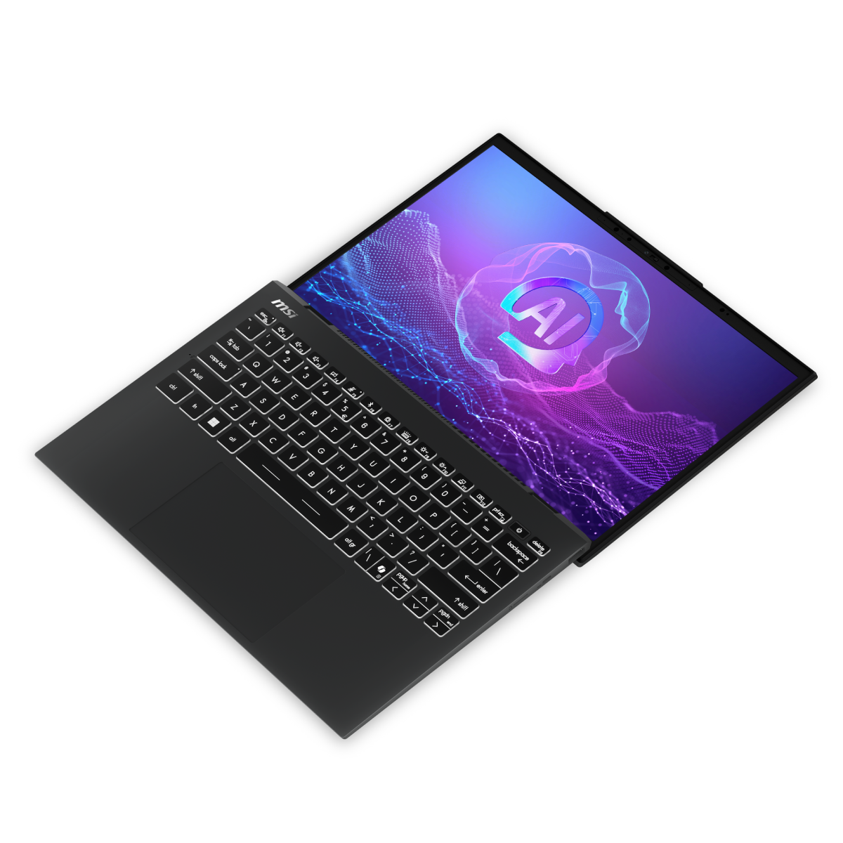 Portátil MSI Prestige 13 AI+ Evo A2VMG-225ES con pantalla, teclado y diseño elegante, en color plateado.