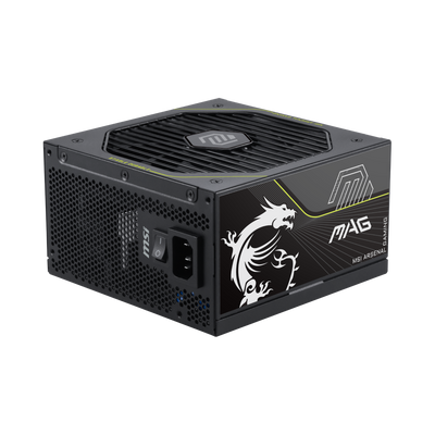 Fuente de alimentación MSI MAG A1200PLS PCIE5 de alta eficiencia 80 PLUS Platinum, diseño robusto y potente para PC gaming.