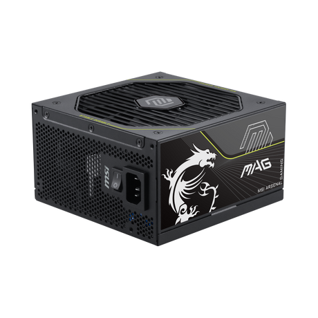 Fuente de alimentación MSI MAG A1200PLS PCIE5 de alta eficiencia 80 PLUS Platinum, diseño robusto y potente para PC gaming.