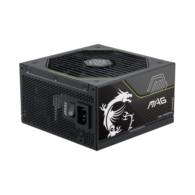 Fuente de alimentación MSI MAG A1200PLS PCIE5 de alta eficiencia 80 PLUS Platinum, diseño robusto y potente para PC gaming.