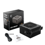 Fuente de alimentación MSI MAG A650BN 80 Plus Bronze, PSU de alta eficiencia con cables modulares y ventilador silencioso.