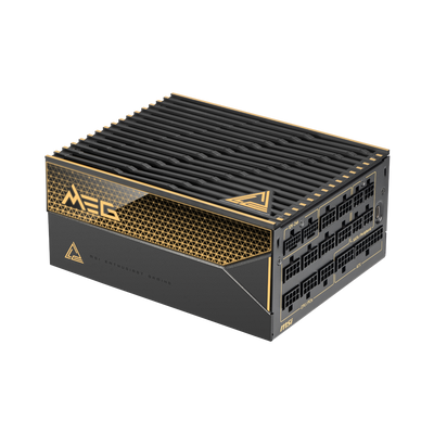 Fuente de alimentación MSI MEG Ai1600T PCIE5 80 PLUS Titanium, PSU de alta eficiencia para PC gaming y rendimiento.