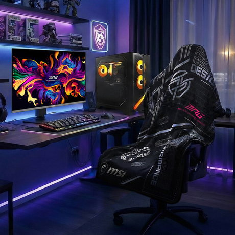 Manta de franela MSI MPG de color gris con logotipo de MSI España, suave y cálida para uso en invierno.