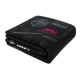 Manta de franela MSI MPG de color negro y gris con logo de MSI España, ideal para mayor comodidad y calor.