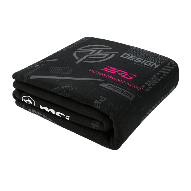 Manta de franela MSI MPG de color negro y gris con logo de MSI España, ideal para mayor comodidad y calor.