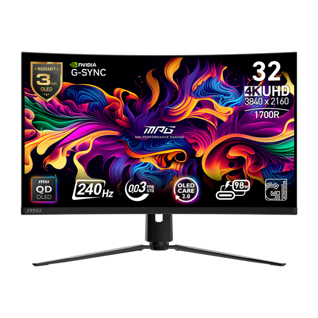 Monitor curvo gaming 4K MSI MPG 321CURX QD-OLED de 32 UHD