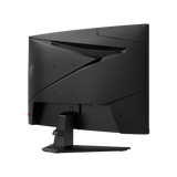 Curved MSI MAG 275CQDF X24 gaming monitor displaying vibrant game graphics and sleek black design.