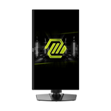 MSI MAG 255PXF gaming monitor displaying vibrant gameplay visuals with sleek black design and adjustable stand.