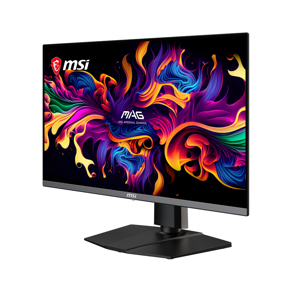 Monitor gaming MSI MAG 272UP QD-OLED E16 con pantalla grande, diseño moderno y detalles de la pantalla en la imagen.