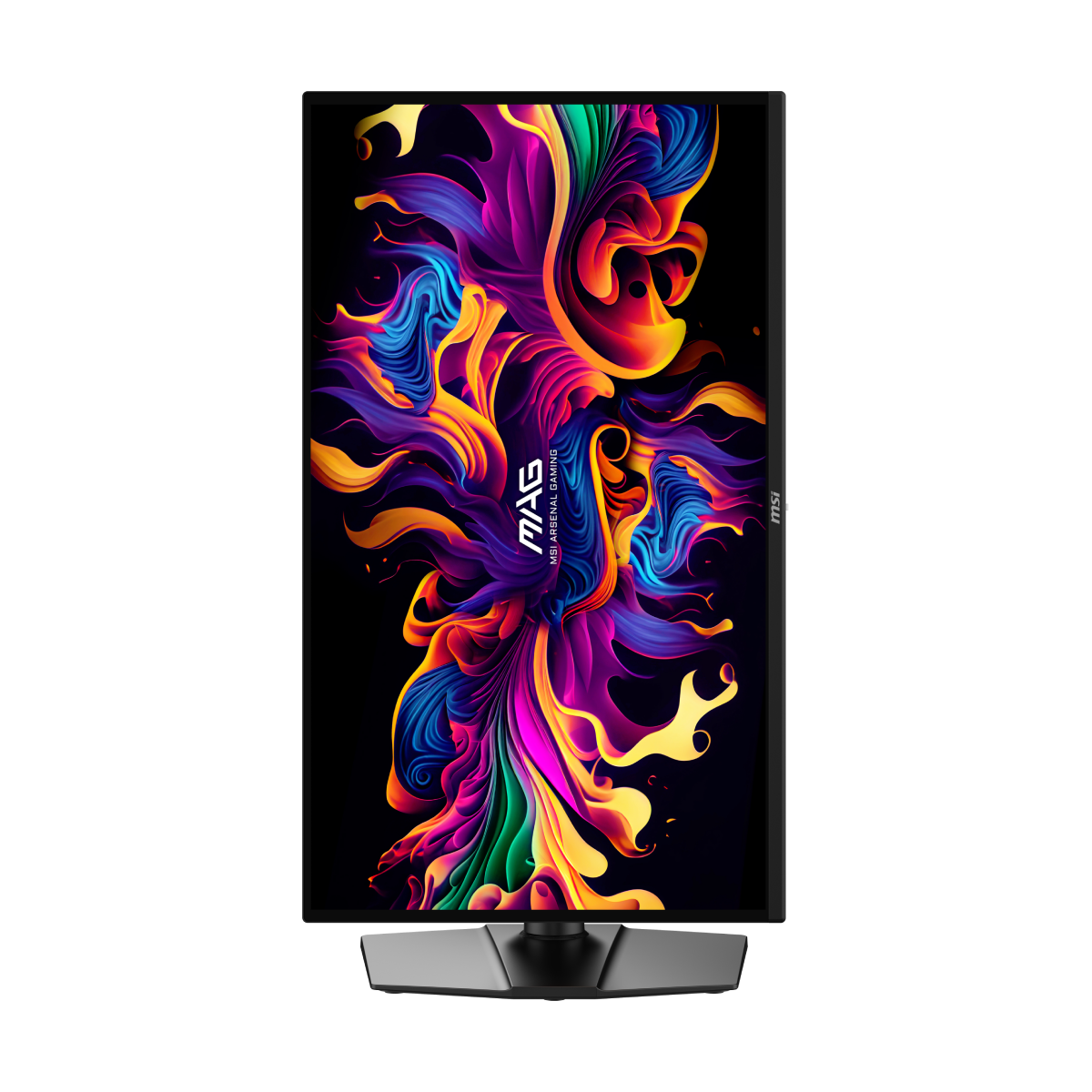 Monitor gaming MSI MAG 274QP QD-OLED X24 con pantalla grande, diseño elegante y detalles de la pantalla en la imagen.