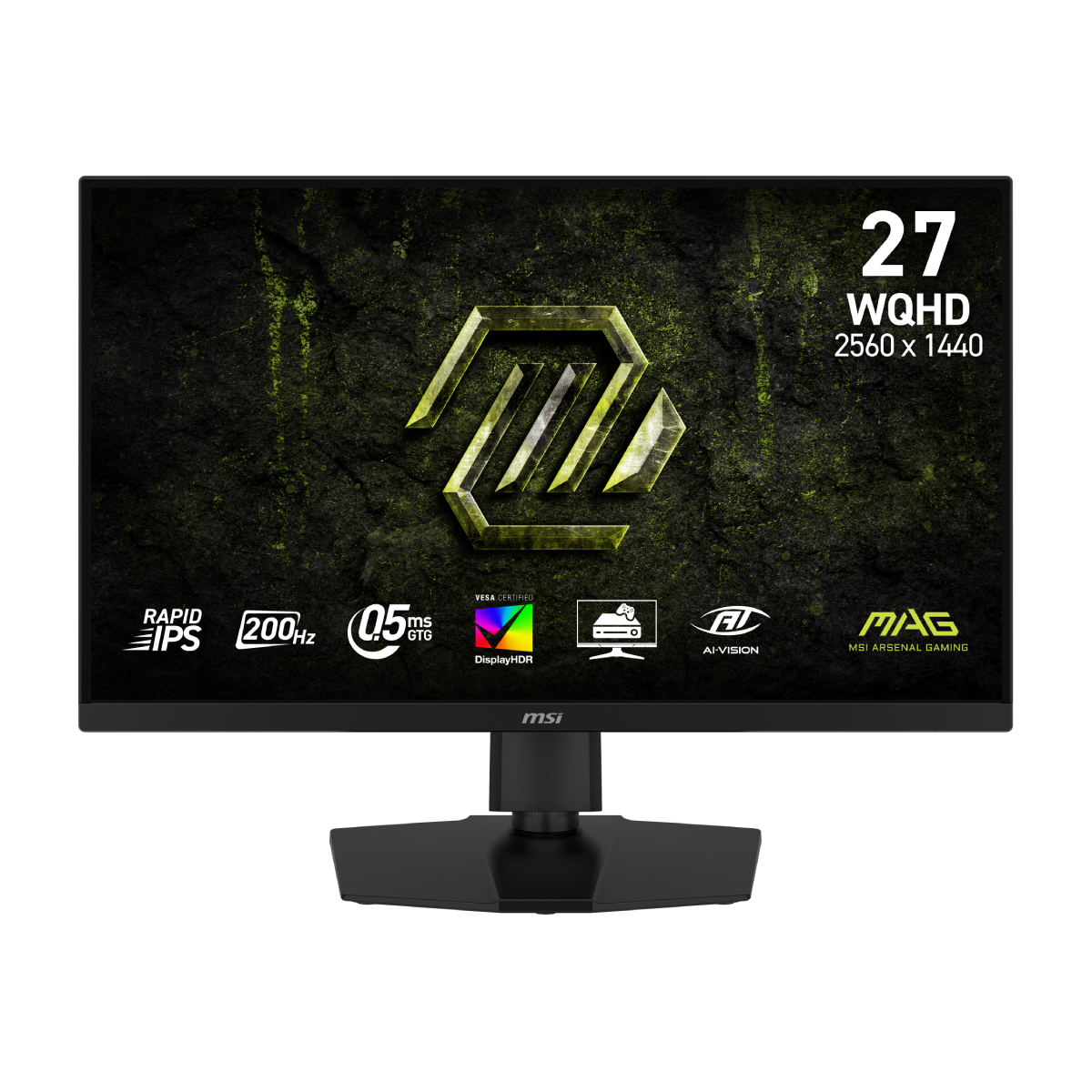 Monitor gaming MSI MAG 274QPF E20 con pantalla grande y detalles nítidos, ideal para juegos y uso profesional.