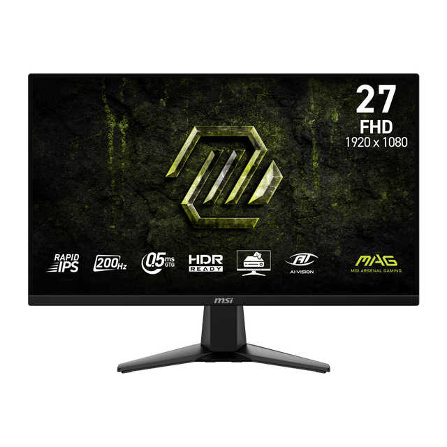 Monitor gaming MSI MAG 275F E20 de 27 pulgadas con pantalla LED y diseño moderno para juegos de alta velocidad.