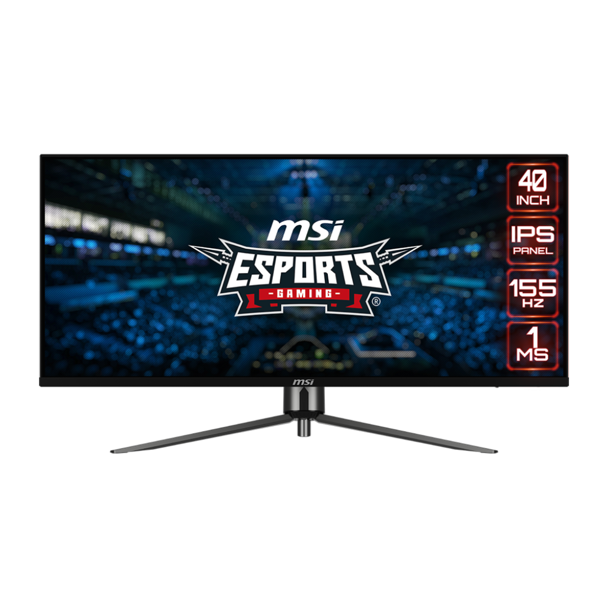 Monitor gaming MSI MAG401QR con pantalla grande, diseño moderno y detalles de alta resolución para juegos intensos.