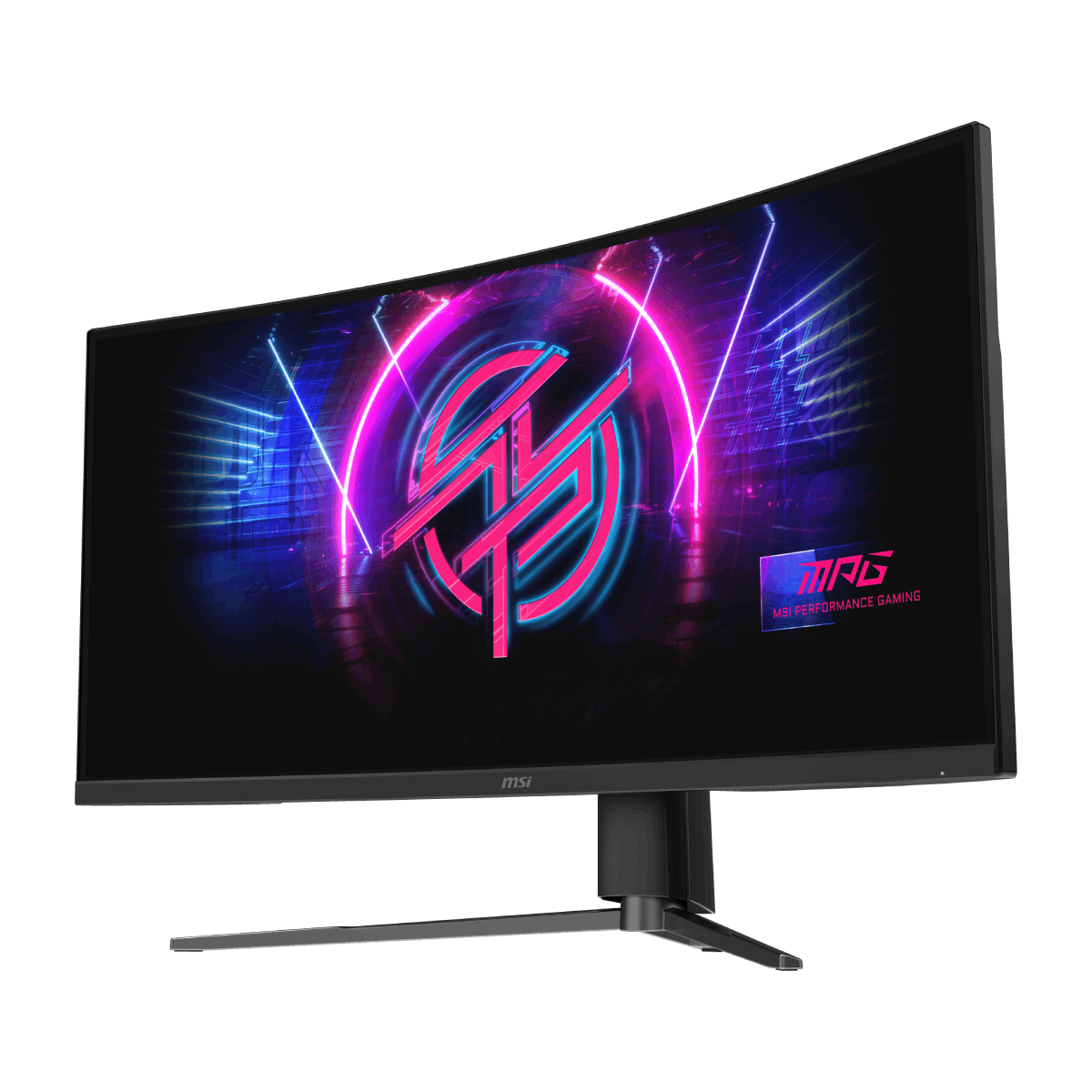 Monitor gaming MSI MPG 346CQRF X24 ultrawide, pantalla curva con bordes delgados y diseño futurista en color negro.