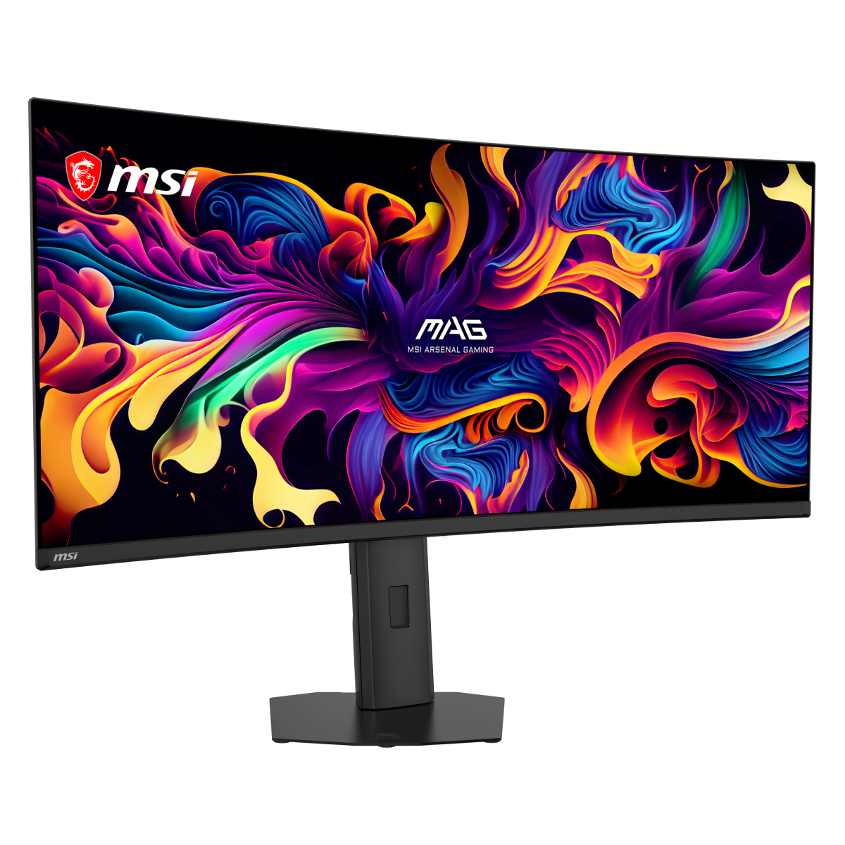 Monitor gaming MSI MAG 341CQP QD-OLED X28 con pantalla ultrawide y diseño moderno, visible en la imagen.