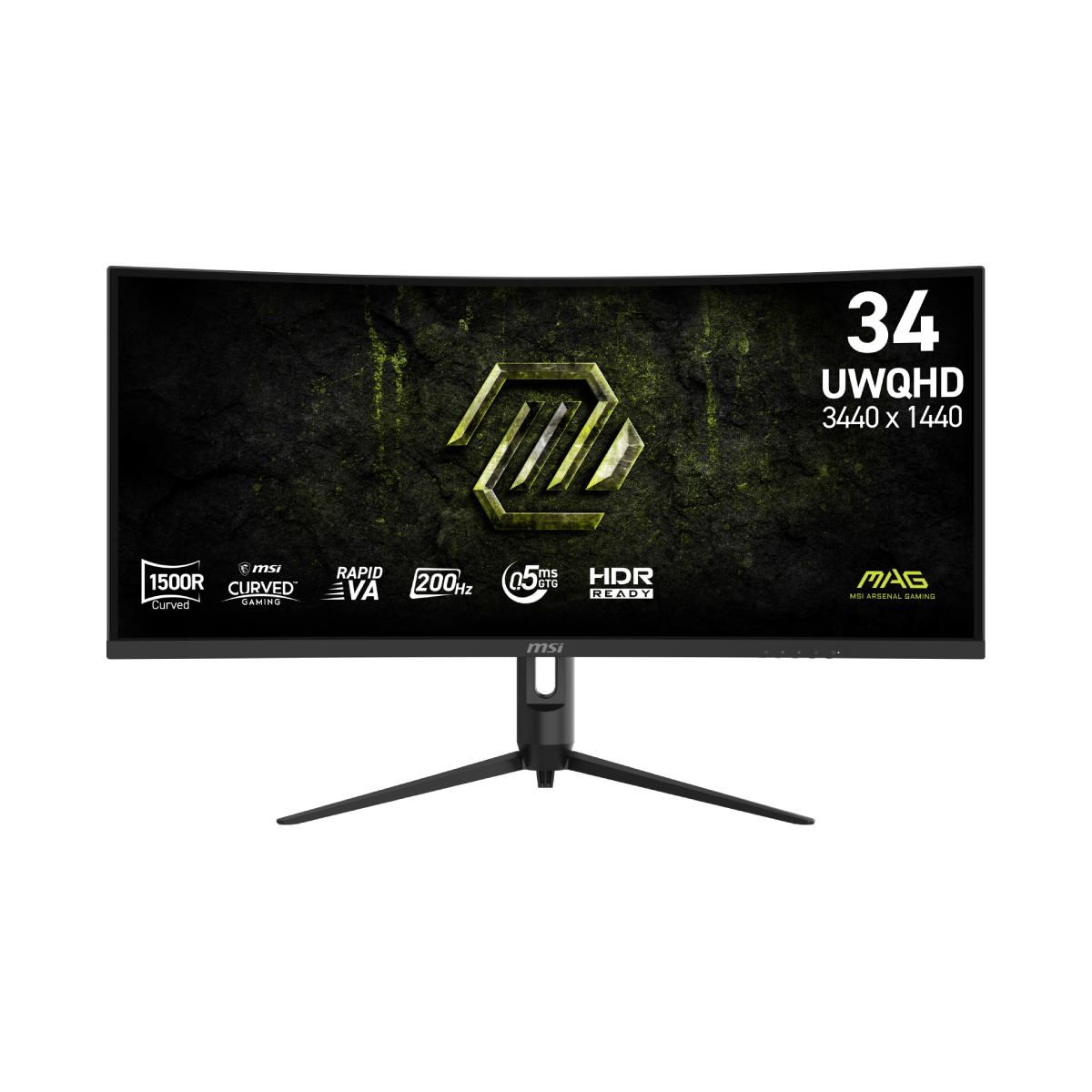 Monitor gaming MSI MAG 342CQRF E20 ultrawide con pantalla curva y diseño moderno, ideal para juegos y entretenimiento.