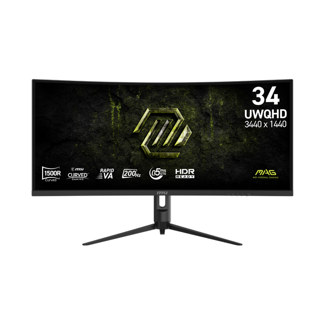 Monitor gaming MSI MAG 342CQRF E20 ultrawide con pantalla curva y diseño moderno, ideal para juegos y entretenimiento.