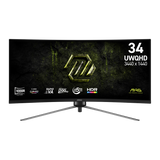Monitor gaming ultrawide MSI MAG 345CQRF E20 con pantalla curva y alta resolución, ideal para juegos y trabajo.