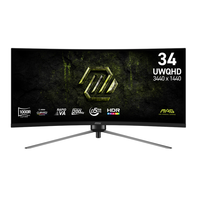 Monitor gaming ultrawide MSI MAG 345CQRF E20 con pantalla curva y alta resolución, ideal para juegos y trabajo.