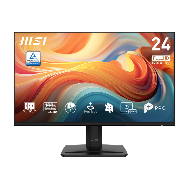 Monitor profesional MSI PRO MP243 E14 con pantalla de alta resolución y diseño ergonómico para tareas laborales y productivas.