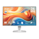 Monitor profesional MSI PRO MP243W E14 de 24 pulgadas con pantalla brillante y diseño moderno.