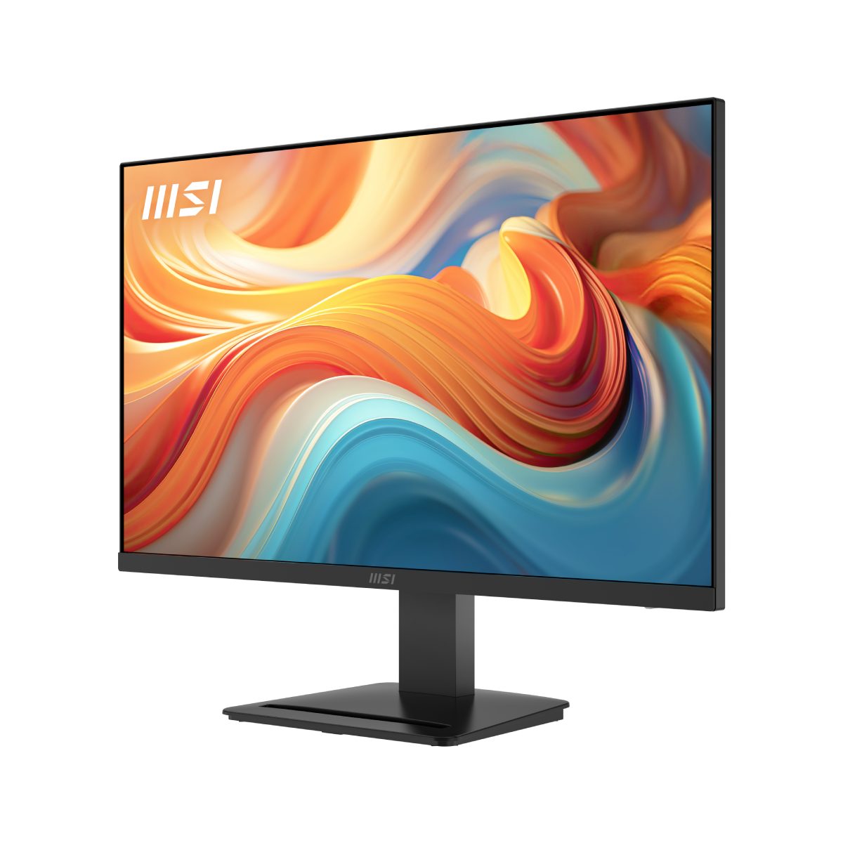 Monitor profesional MSI PRO MP273 E14A con pantalla grande, diseño elegante y puertos de conectividad en fondo blanco.