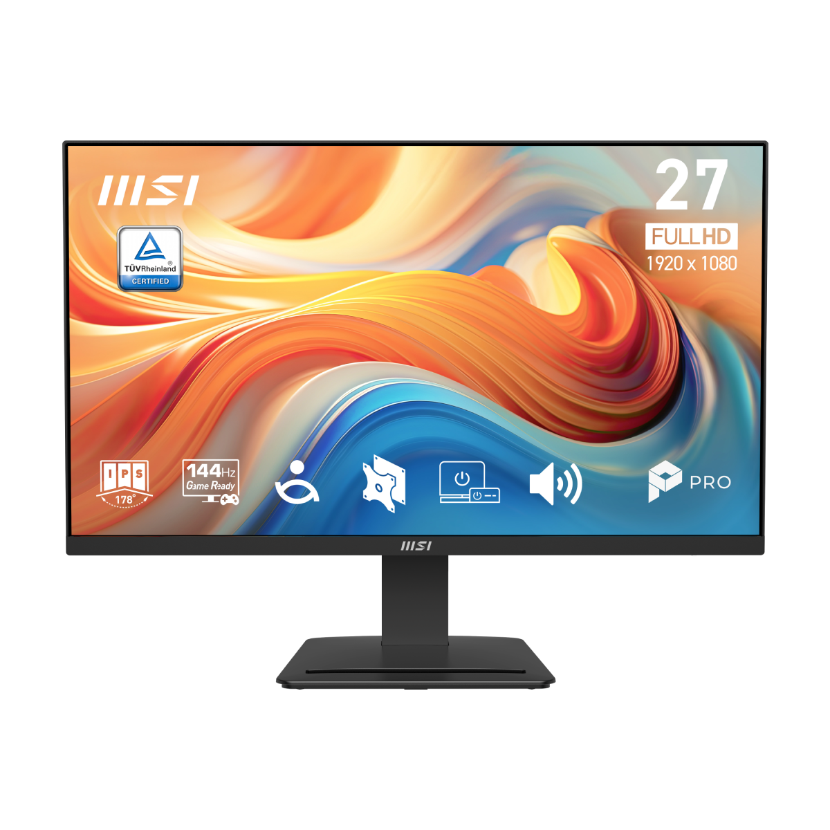 Monitor profesional MSI PRO MP273 E14A de 27 pulgadas, pantalla clara y moderna para tareas de oficina y trabajo profesional.